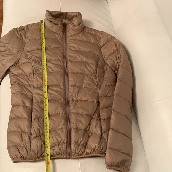 L’amie de Paris Puffer Full Zip Pockets Tan Jacket Size M - Picture 5 of 8